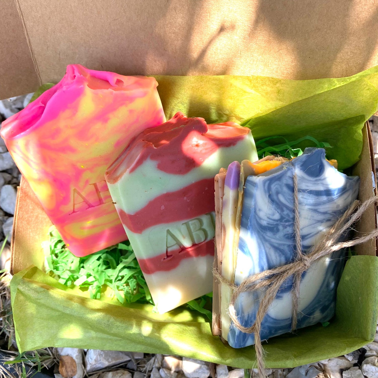 vegan artisan handmade soap bars box of 2 bundle sample pack photo