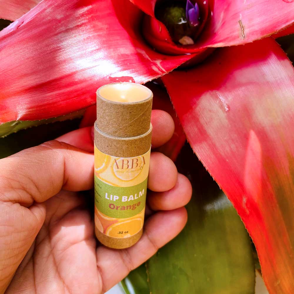 Handmade Orange Lip Balm with Zinc Oxide