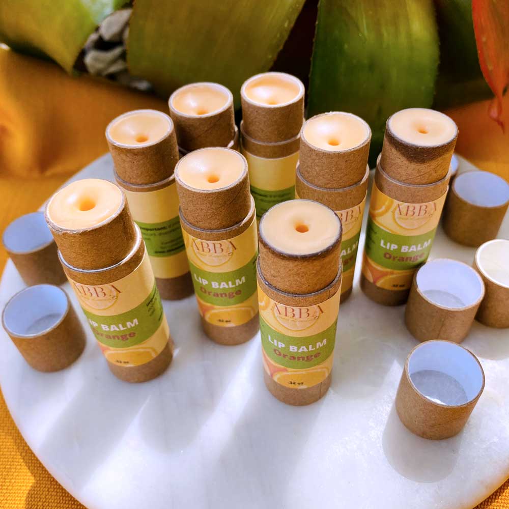Handmade Orange Lip Balm with Zinc Oxide