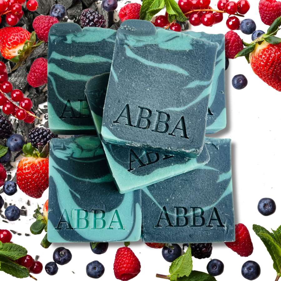 Handmade Soap Bar Oil Skin Charcoal Berries