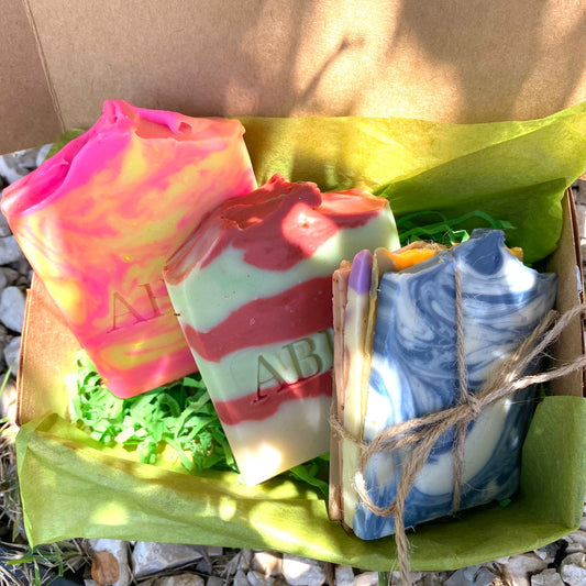 vegan artisan handmade soap bars box of 2 bundle sample pack photo 